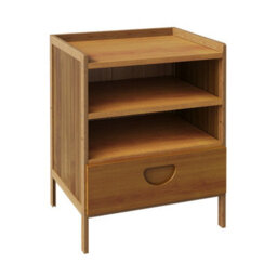 Thehotsale Nightstand Bedside Table With Drawer And 2 Open Shelves Tea Colour, 37Cm W - thumbnail 3