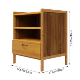 Thehotsale Nightstand Bedside Table With Drawer And 2 Open Shelves Tea Colour, 37Cm W - thumbnail 6