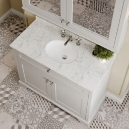 Hudson Reed Floor Standing 2 Door Traditional Vanity Unit With 3 Tap Hole Grey Marble Top & Basin, Timeless Sand, 1020 X 470 mm - thumbnail 3