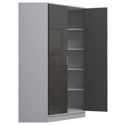 Reflect 3Pc Wardrobe Bundle - 2 Door Corner + 2X 2 Door Plain - Grey Gloss & Matt White - H: 180Cm X W: 179Cm X D: 103Cm - thumbnail 8