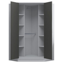 Reflect 3Pc Wardrobe Bundle - 2 Door Corner + 2X 2 Door Plain - Grey Gloss & Matt White - H: 180Cm X W: 179Cm X D: 103Cm - thumbnail 6