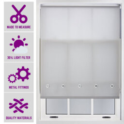 Grey Daylight Roller Blind With Chrome Round Eyelets And Metal Fittings Cut To Size By Furnished - (W)240Cm X (L)165Cm