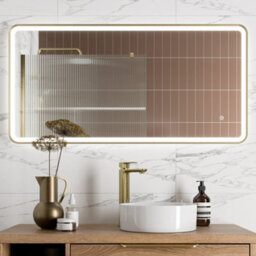 Aveli Large Rectangular Led Mirror Touch Bathroom Demister Brushed Brass 1200X600mm - thumbnail 1
