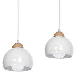 Milagro Dama White Pendant Light 3Xe27 Hand Made Scandi Style Hanging Ceiling Lamp Enhanced By Natural Wood Detail - thumbnail 2