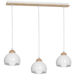Milagro Dama White Pendant Light 3Xe27 Hand Made Scandi Style Hanging Ceiling Lamp Enhanced By Natural Wood Detail - thumbnail 7
