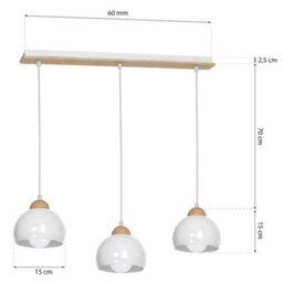 Milagro Dama White Pendant Light 3Xe27 Hand Made Scandi Style Hanging Ceiling Lamp Enhanced By Natural Wood Detail - thumbnail 6