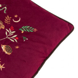 furn. Furn Berry Woods Embroidered Velvet Polyester Filled Cushion, Burgundy, 45 X 45 Cm - thumbnail 3