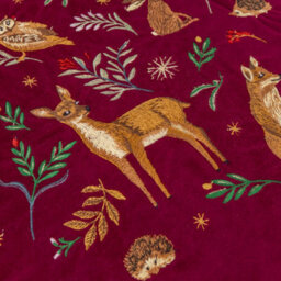furn. Furn Berry Woods Embroidered Velvet Polyester Filled Cushion, Burgundy, 45 X 45 Cm - thumbnail 5