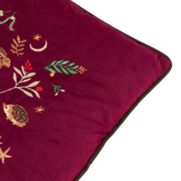 furn. Furn Berry Woods Embroidered Velvet Polyester Filled Cushion, Burgundy, 45 X 45 Cm - thumbnail 4