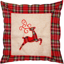 Shatchi Hessian Home Bedroom Office Decorations Burlap Cotton Linen Printed Pillow Covers Reindeer 40X40Cm 40X40Cm - thumbnail 2