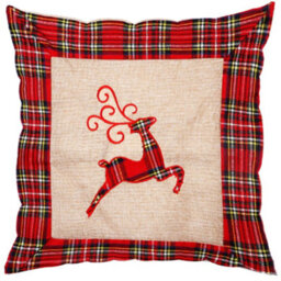 Shatchi Hessian Home Bedroom Office Decorations Burlap Cotton Linen Printed Pillow Covers Reindeer 40X40Cm 40X40Cm - thumbnail 1