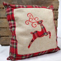 Shatchi Hessian Home Bedroom Office Decorations Burlap Cotton Linen Printed Pillow Covers Reindeer 40X40Cm 40X40Cm - thumbnail 3