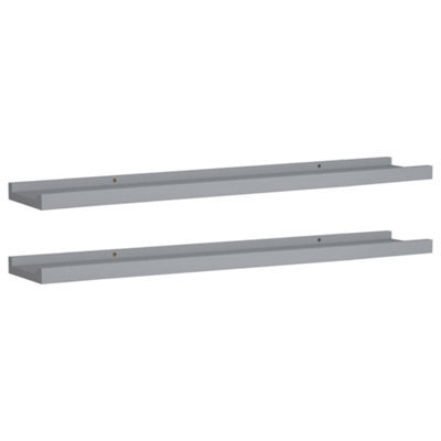 Vidaxl Picture Frame Ledge Shelves 2 Pcs Grey 80X9X3 Cm Mdf - image 1