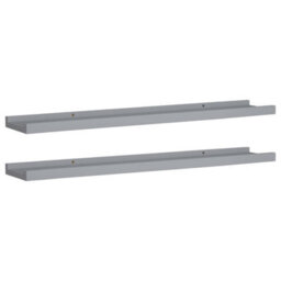 Vidaxl Picture Frame Ledge Shelves 2 Pcs Grey 80X9X3 Cm Mdf - thumbnail 1