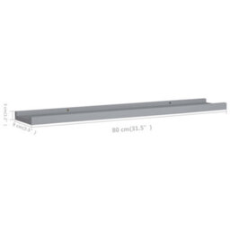 Vidaxl Picture Frame Ledge Shelves 2 Pcs Grey 80X9X3 Cm Mdf - thumbnail 3