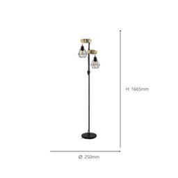 Eglo Townshend 5 Black/natural Metal & Wood 2-Light Floor Lamp - Industrial Style (D) 25Cm - thumbnail 4