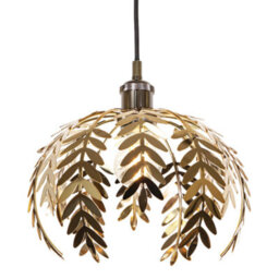 Happy Homewares Traditional Fern Leaf Design Ceiling Pendant Light Shade In Polished Gold Finish