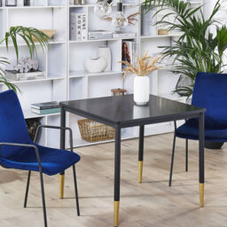 Beliani Glamour Dining Table 80X80 Cm Black Mdf Top With Gold-Accented Metal Legs - thumbnail 2