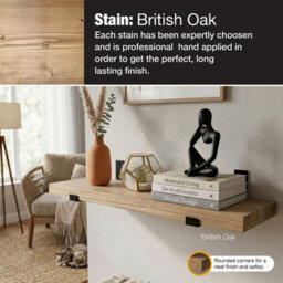 Top Notch Home and Living 80Cm British Oak Rustic Wooden Wall Shelf, Top Notch Home & Living Handcrafted Wood Shelves, Handmade Incl 2 Brackets Per Shelf - thumbnail 3