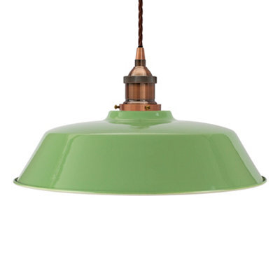 Mint Green Chancery Painted Dome Pendant Light With Antique Copper Lamp Holder And Brown Twisted Cable - Se Home - image 1