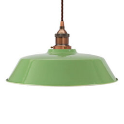 Mint Green Chancery Painted Dome Pendant Light With Antique Copper Lamp Holder And Brown Twisted Cable - Se Home - thumbnail 1