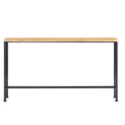 Slim Console Table With Adjustable Feet Display Table With Metal Frame And Marble Effect,brown Worktop High 65Cm,sobuy Fsb19-E