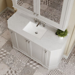 Hudson Reed Floor Standing 4 Door Angled Vanity Unit With 3 Tap Hole White Marble Top & Basin, Timeless Sand, 1236 X 470 mm - thumbnail 3