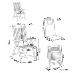 Beliani Set Of 6 Garden Chairs With Cushions Java Premium Acacia Wood Off-White - thumbnail 3