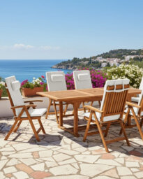 Beliani Set Of 6 Garden Chairs With Cushions Java Premium Acacia Wood Off-White - thumbnail 2