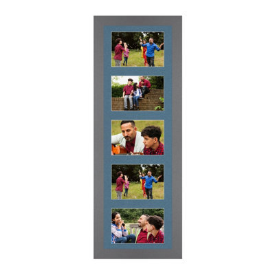 AK Frames 26X8 Dark Grey Sleek Multi Photo Frame With Pompadour Mount - Holds 5 Apertures (5X) 6X4 Photos - image 1