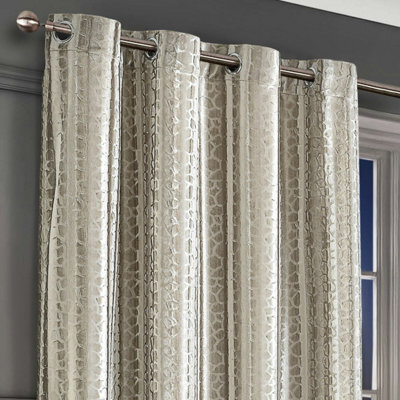 Intimates Verity Crushed Velvet Ready Made Eyelet Curtains - Natural
