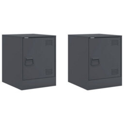 Berkfield Bedside Cabinets 2 Pcs Anthracite 34.5X39X44 Cm Steel - thumbnail 2