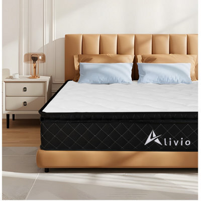Alivio Double Size Mattress, Breathable Soft Knitted Microfiber With 7-Zone Strengthening Support (White & Black) - image 1
