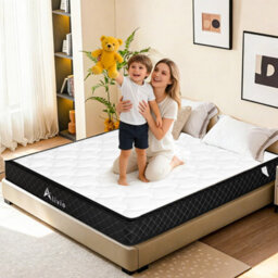 Alivio Double Size Mattress, Breathable Soft Knitted Microfiber With 7-Zone Strengthening Support (White & Black) - thumbnail 7