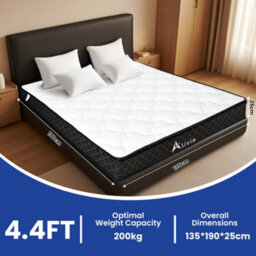 Alivio Double Size Mattress, Breathable Soft Knitted Microfiber With 7-Zone Strengthening Support (White & Black) - thumbnail 2