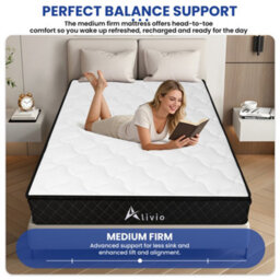 Alivio Double Size Mattress, Breathable Soft Knitted Microfiber With 7-Zone Strengthening Support (White & Black) - thumbnail 5