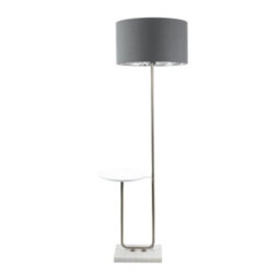 Valuelights Tavel Chrome Floor Lamp With Table And Charcoal With Chrome Inner Lamp Shade And Led Bulb - thumbnail 2