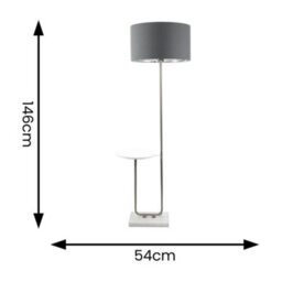 Valuelights Tavel Chrome Floor Lamp With Table And Charcoal With Chrome Inner Lamp Shade And Led Bulb - thumbnail 4