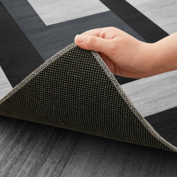 Ameha Milo Black Grey Small Area Rugs For Bedroom Bedside Mat 60X110 Cm Anti Slip Modern Non Shedding Geometric Style - thumbnail 7