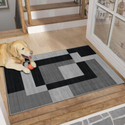 Ameha Milo Black Grey Small Area Rugs For Bedroom Bedside Mat 60X110 Cm Anti Slip Modern Non Shedding Geometric Style - thumbnail 6