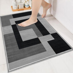 Ameha Milo Black Grey Small Area Rugs For Bedroom Bedside Mat 60X110 Cm Anti Slip Modern Non Shedding Geometric Style - thumbnail 9
