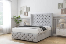 "Comfort Emily Silver Naples Divan Bed Set No Drawers - 54"" Wingback & 12"" Footboard 4' Small Double" - thumbnail 2