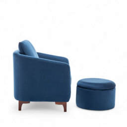 Velvet Blue Angela Accent Tub Chair With Ottoman - thumbnail 5