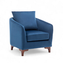 Velvet Blue Angela Accent Tub Chair With Ottoman - thumbnail 4