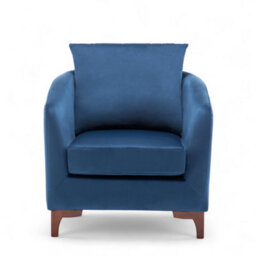 Velvet Blue Angela Accent Tub Chair With Ottoman - thumbnail 2
