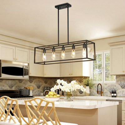 Vrygle Industrial Kitchen Island Chandelier 5 Light Linear Hanging Pendant Ceiling Lamp 80Cm - image 1