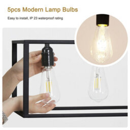 Vrygle Industrial Kitchen Island Chandelier 5 Light Linear Hanging Pendant Ceiling Lamp 80Cm - thumbnail 7