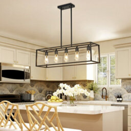 Vrygle Industrial Kitchen Island Chandelier 5 Light Linear Hanging Pendant Ceiling Lamp 80Cm - thumbnail 1