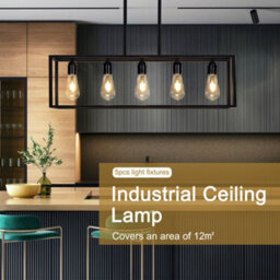 Vrygle Industrial Kitchen Island Chandelier 5 Light Linear Hanging Pendant Ceiling Lamp 80Cm - thumbnail 9