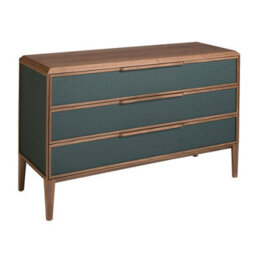 Angel Cerda Modern Dark Green Pvc Chest Of Drawers With Walnut Legs - thumbnail 1